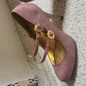 Hale Bob- Link hand painted stiletto shoes with gold and Rhinestone buckle size